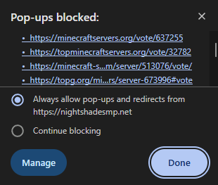 Chrome popup settings example